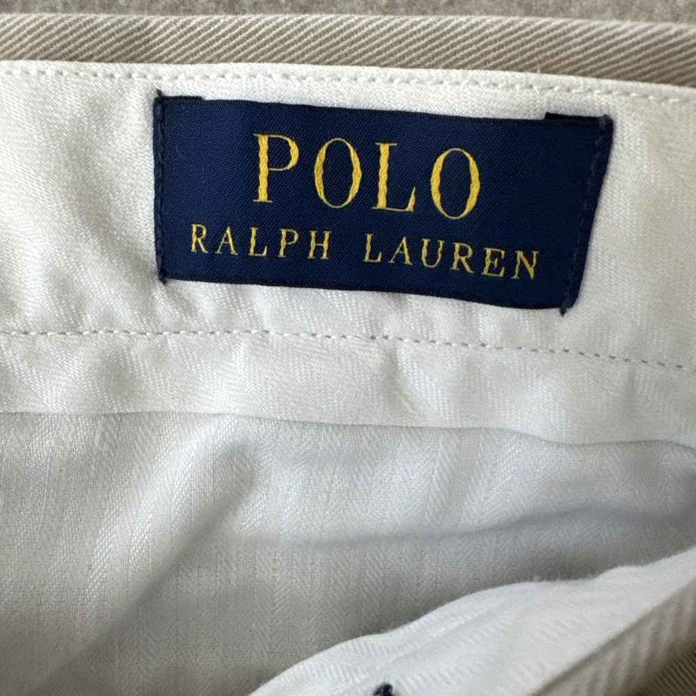 Polo Ralph Lauren Slim Fit Chino Pants Mens Actual 32x32 Khaki Cotton Flat Front